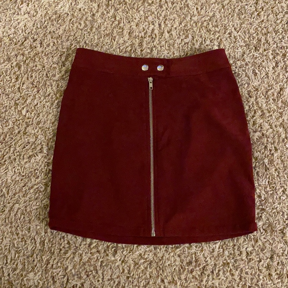 Kendall + Kylie - Suede Red Skirt